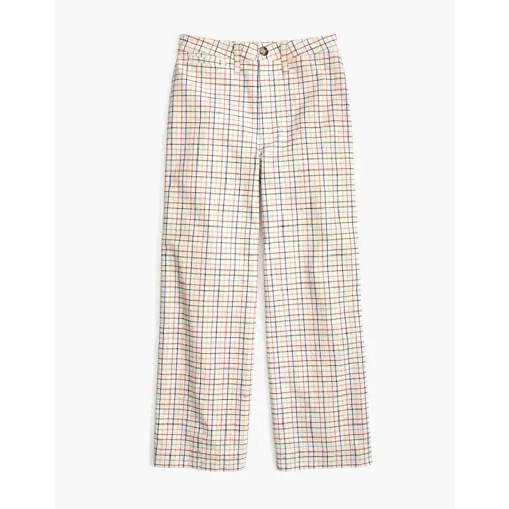 Madewell Emmett rainbow windowpane Wide Leg crop pants size 26